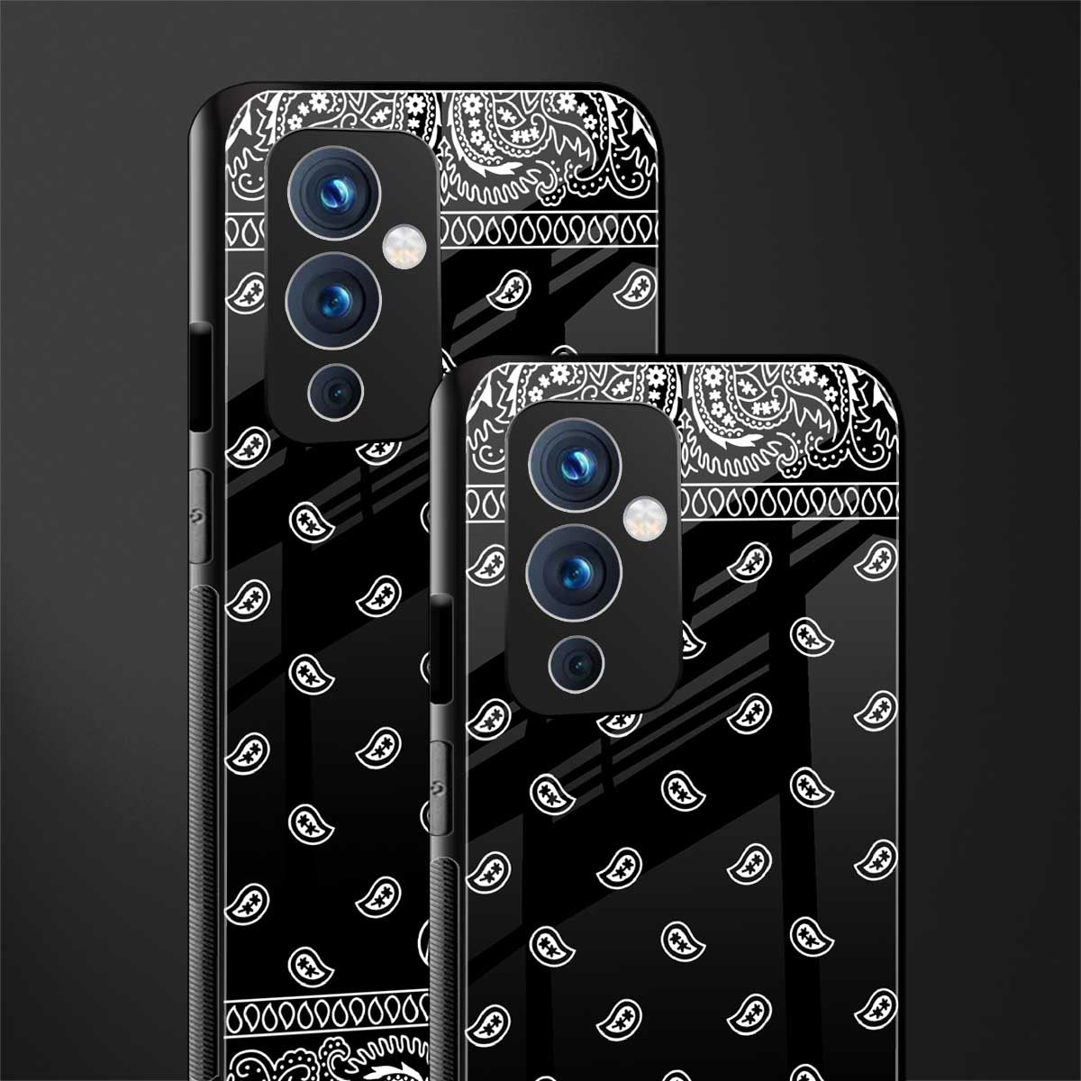 paisley black back phone cover | glass case for oneplus 9