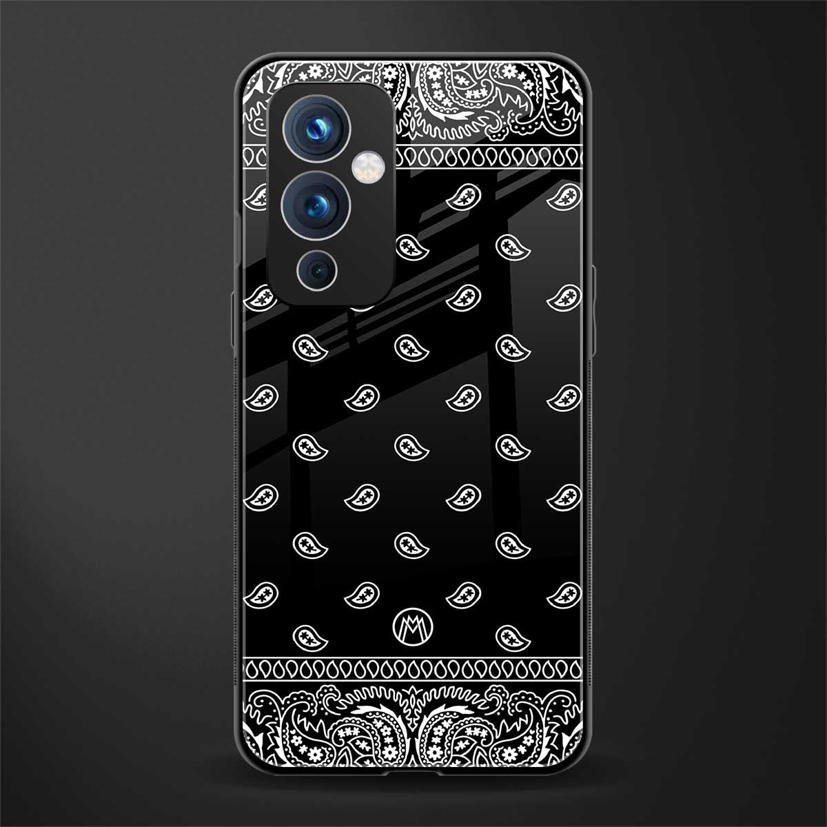 paisley black back phone cover | glass case for oneplus 9