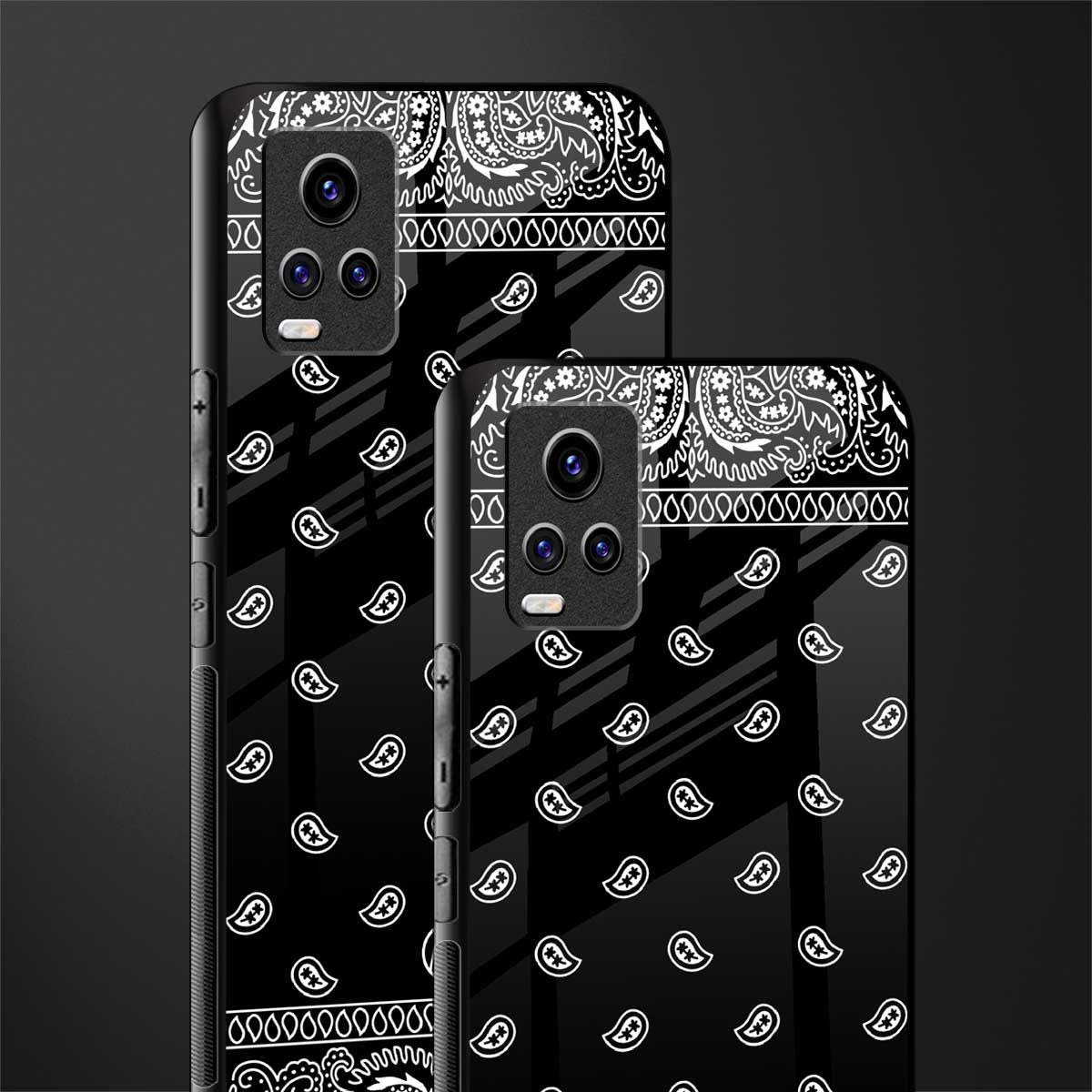 paisley black back phone cover | glass case for vivo v21e 4g