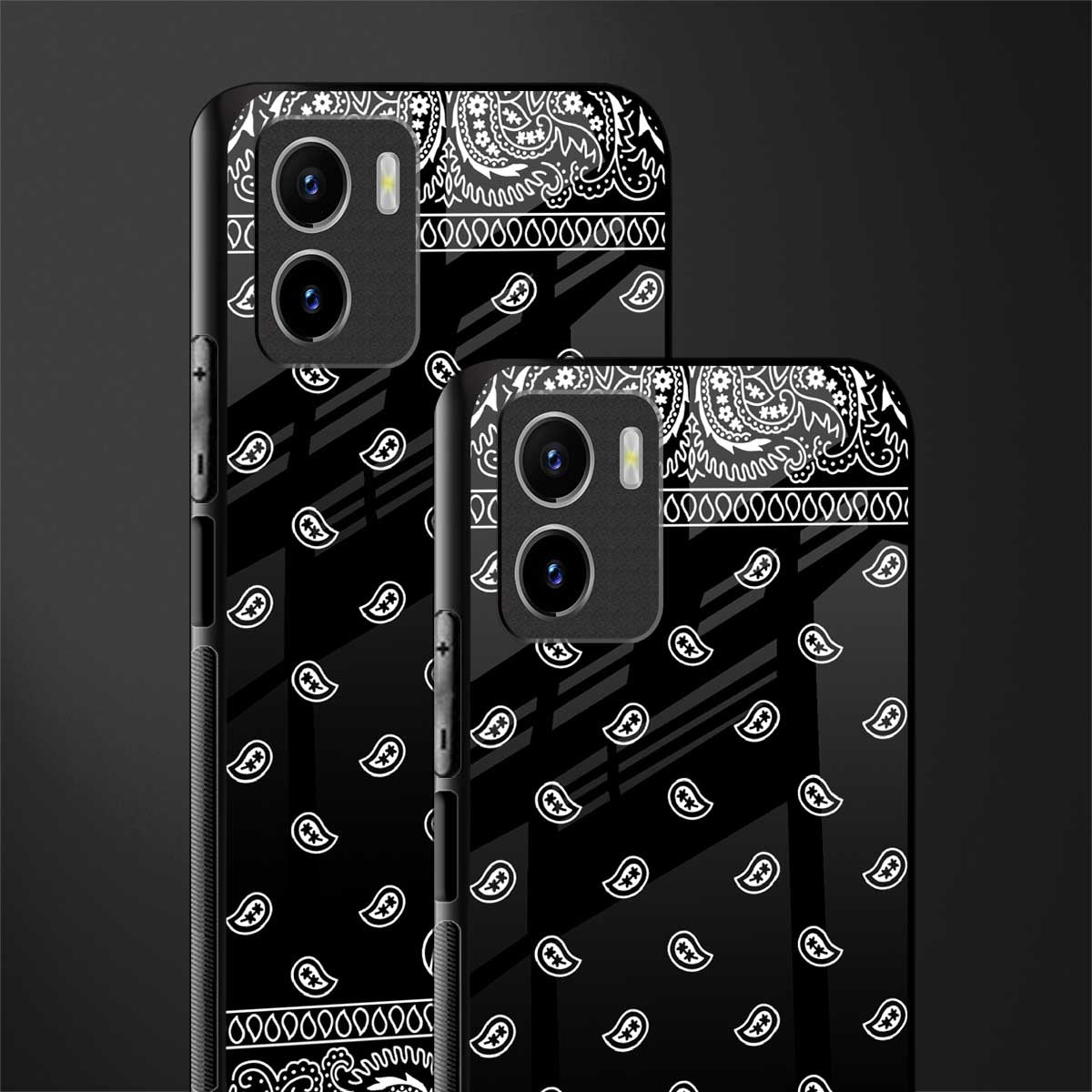 paisley black back phone cover | glass case for vivo y72