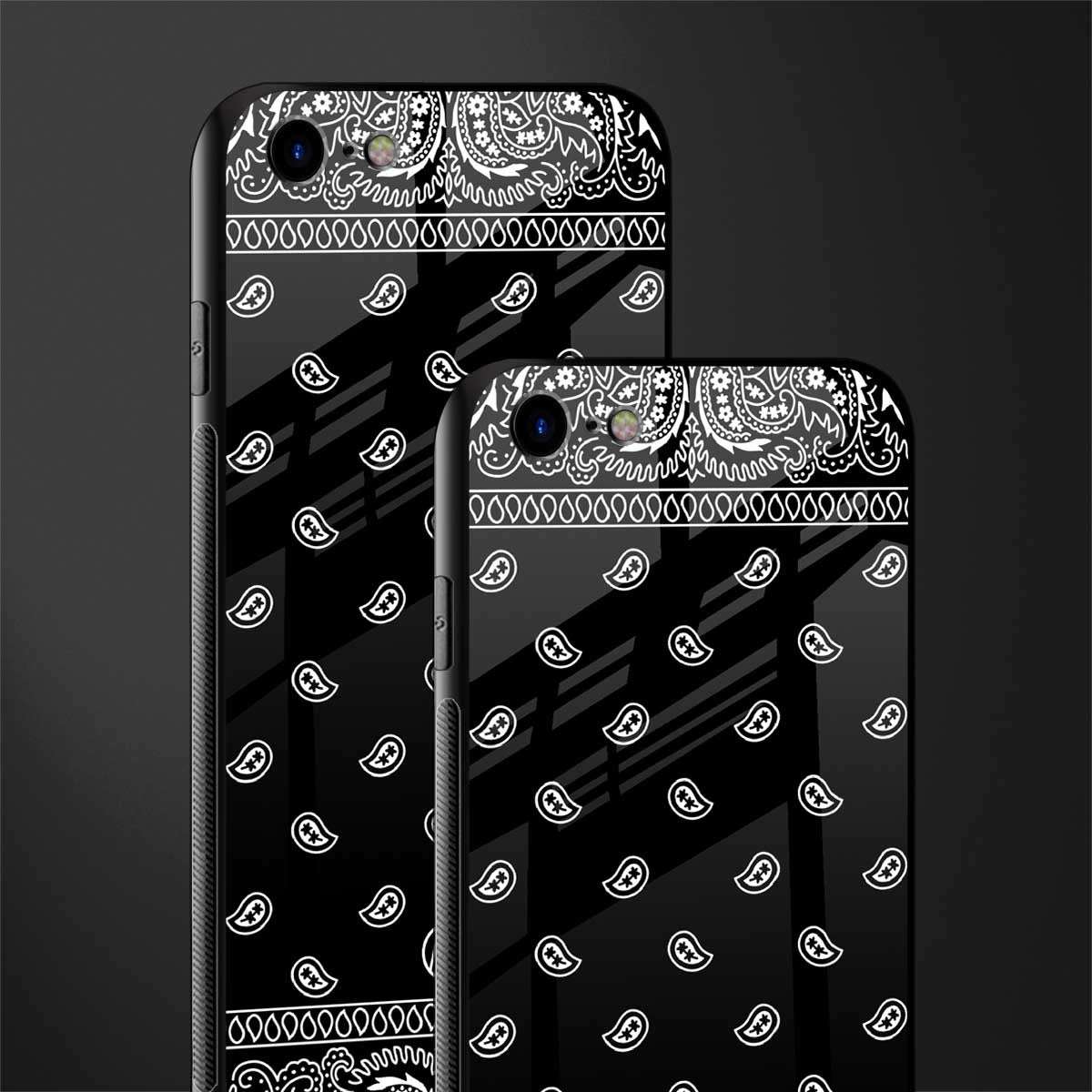 paisley black glass case for iphone se 2020 image-2