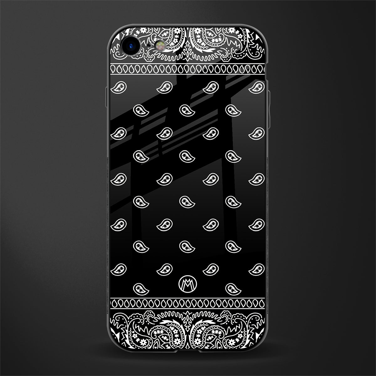 paisley black glass case for iphone se 2020 image