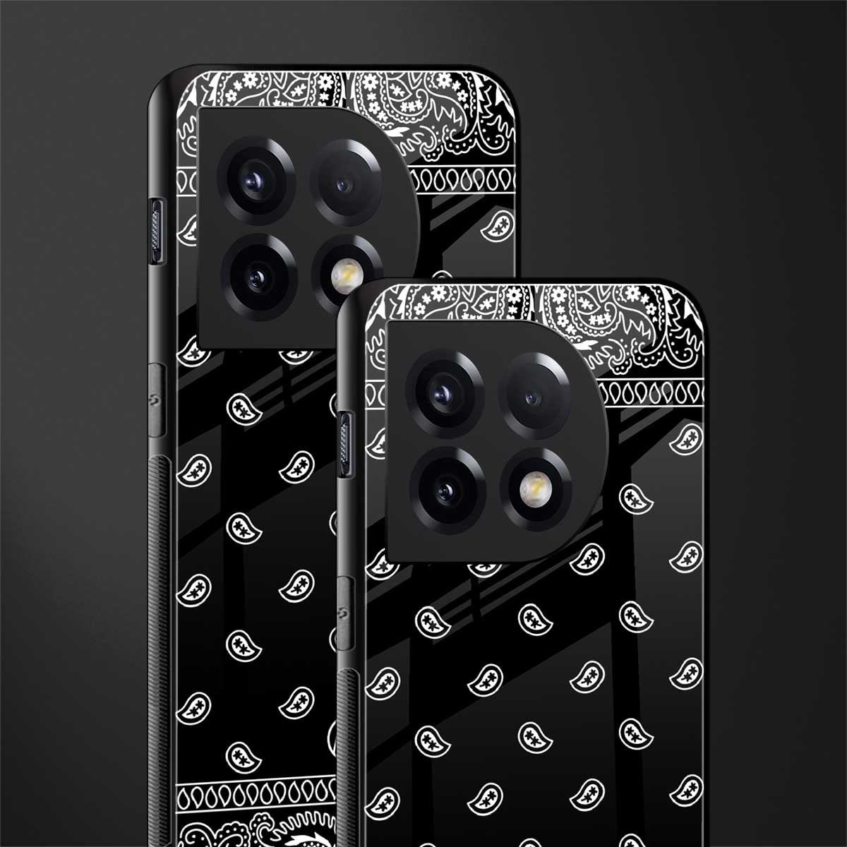 paisley black back phone cover | glass case for oneplus 11