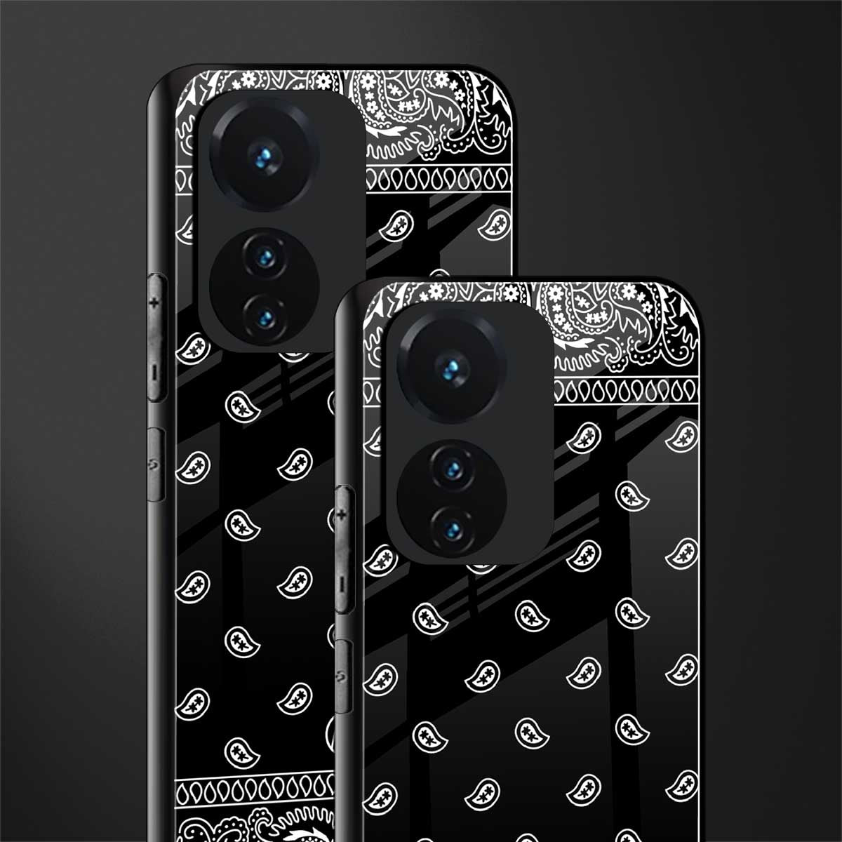 paisley black back phone cover | glass case for vivo t1 44w 4g