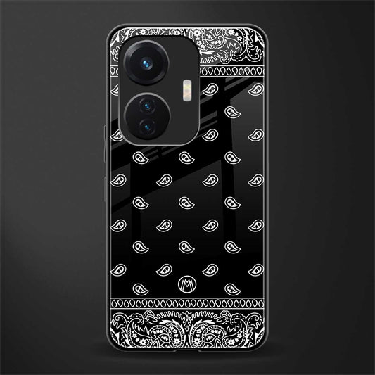 paisley black back phone cover | glass case for vivo t1 44w 4g