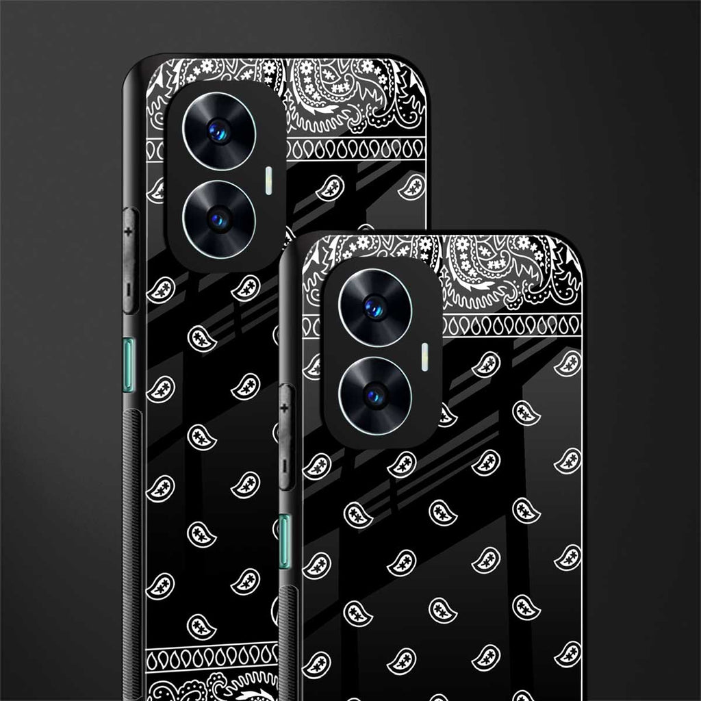 paisley black back phone cover | glass case for realme c55