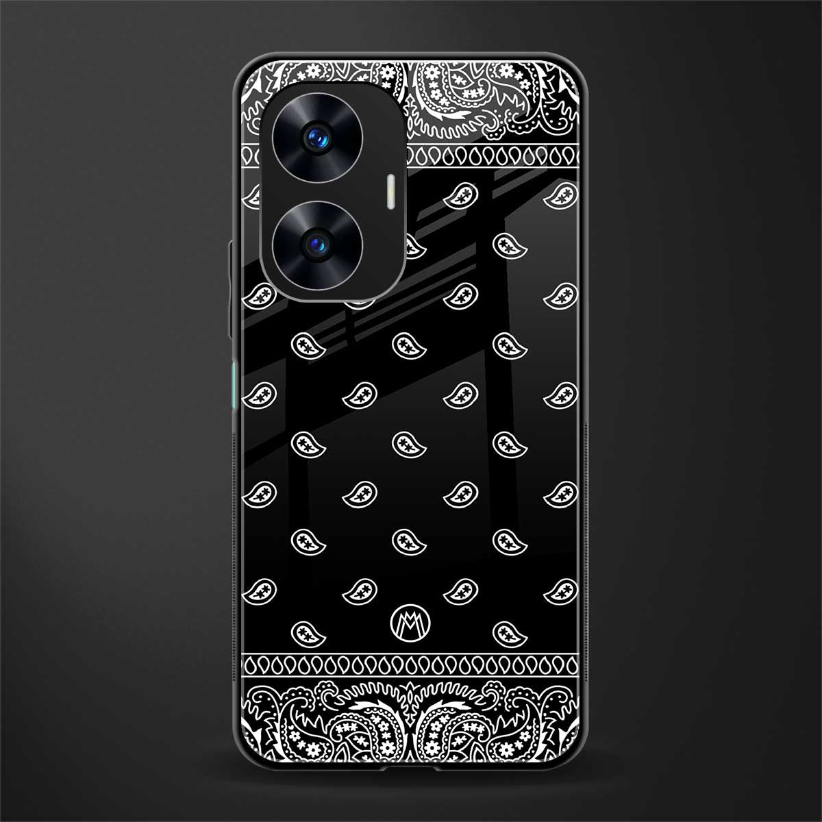 paisley black back phone cover | glass case for realme c55