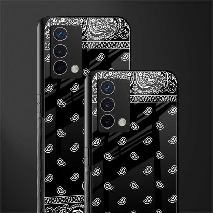 paisley black back phone cover | glass case for oppo a74 4g