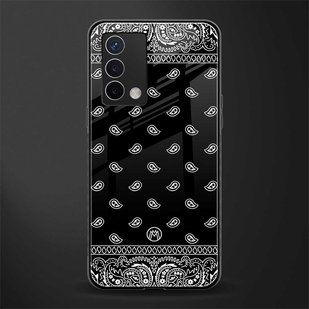 paisley black back phone cover | glass case for oppo a74 4g