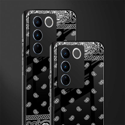 paisley black back phone cover | glass case for vivo v27 pro 5g