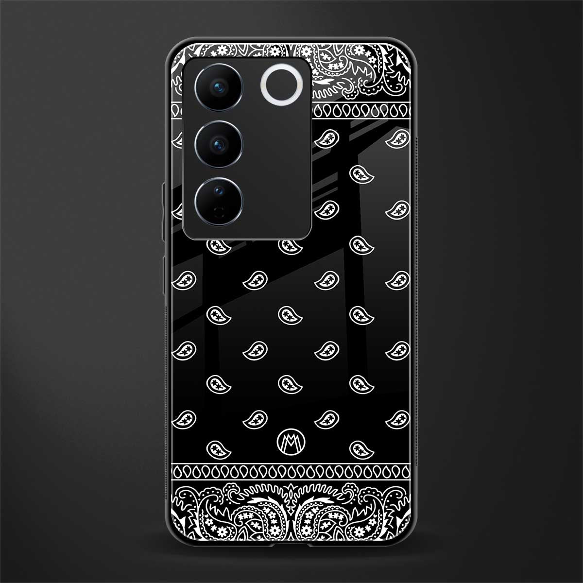 paisley black back phone cover | glass case for vivo v27 pro 5g