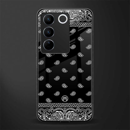 paisley black back phone cover | glass case for vivo v27 pro 5g