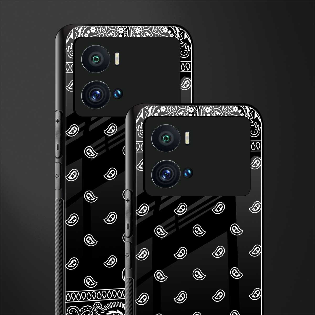 paisley black back phone cover | glass case for iQOO 9 Pro