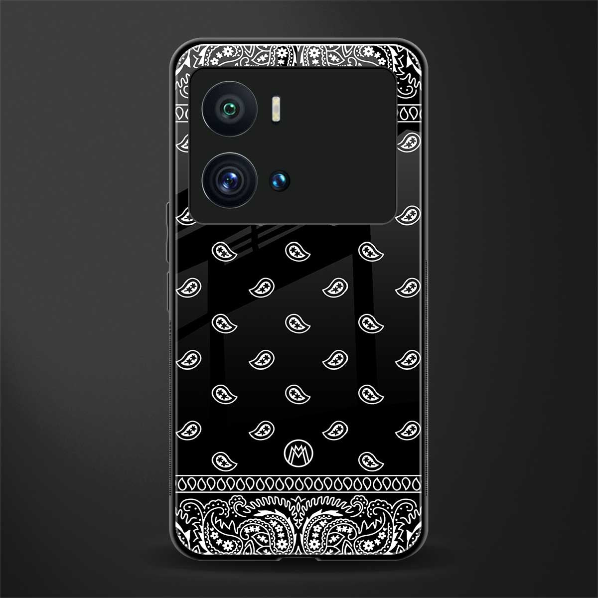 paisley black back phone cover | glass case for iQOO 9 Pro