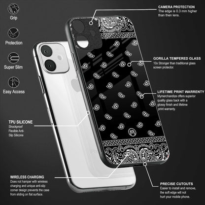 paisley black back phone cover | glass case for vivo v27 pro 5g