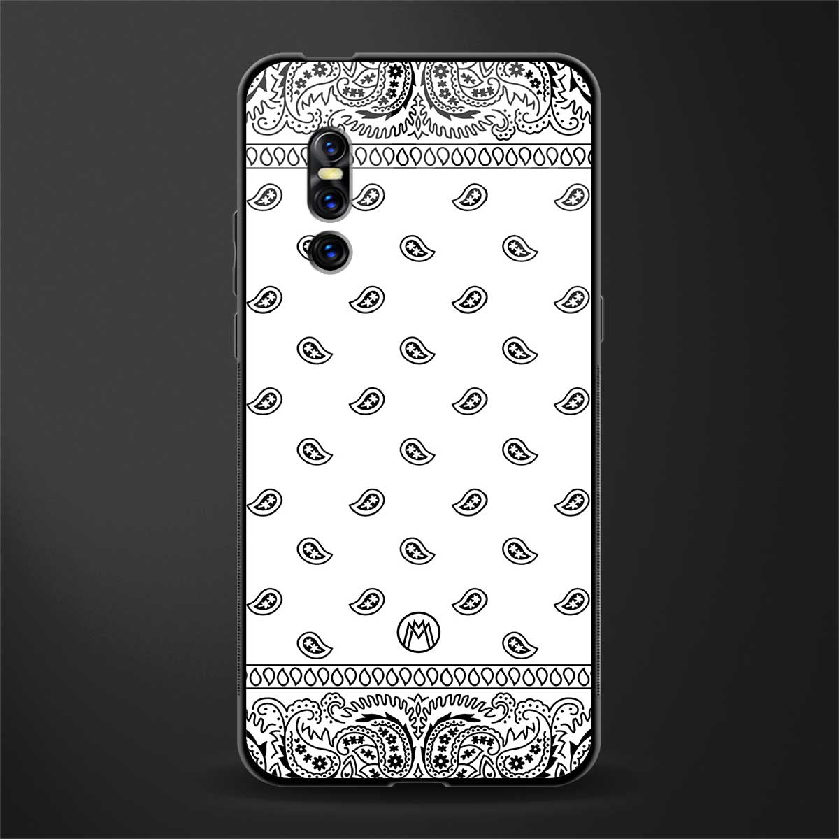 paisley white glass case for vivo v15 pro image