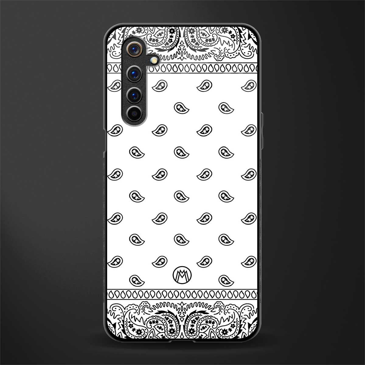 paisley white glass case for realme 6 pro image