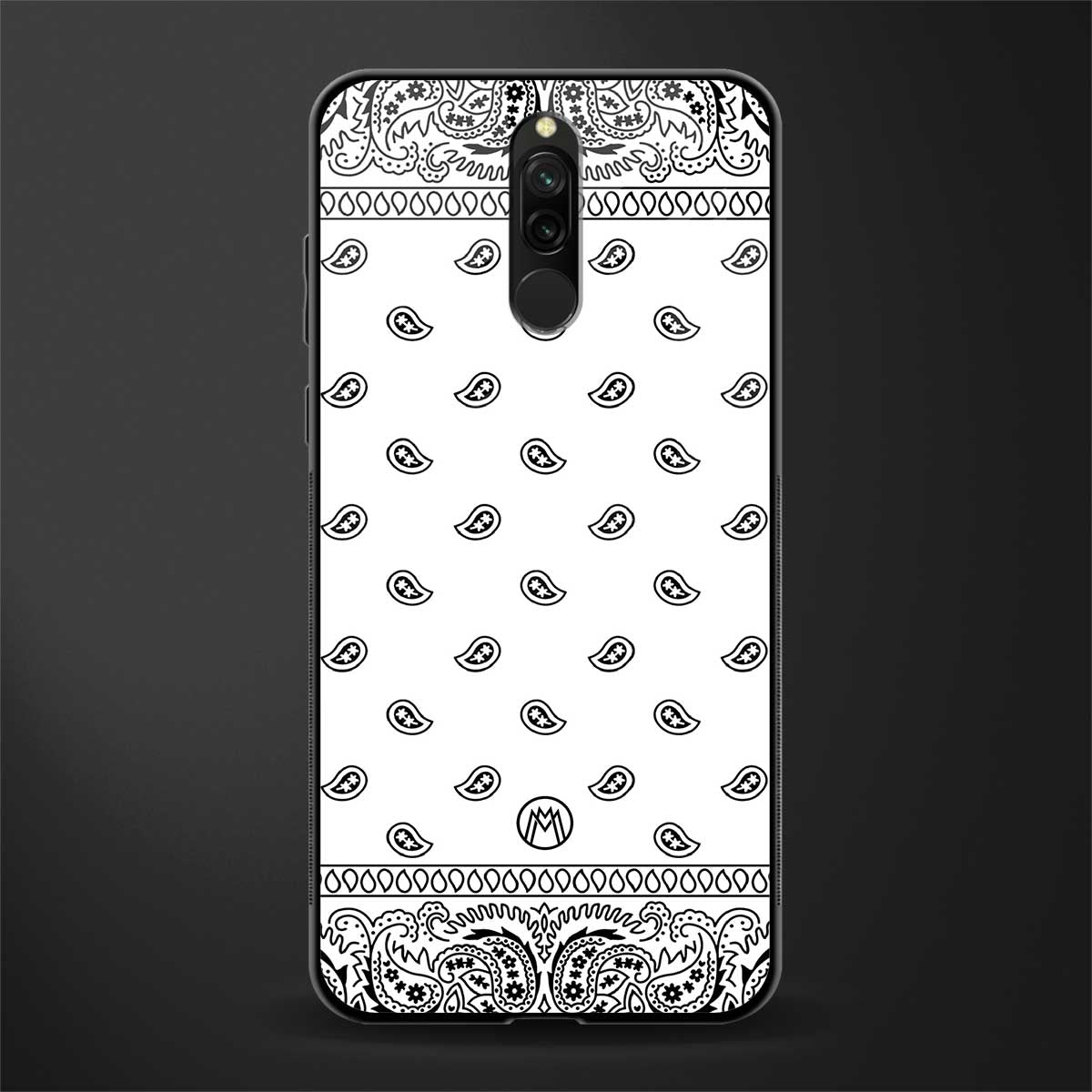 paisley white glass case for redmi 8 image