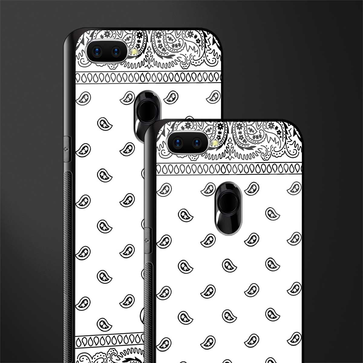 paisley white glass case for oppo a12 image-2