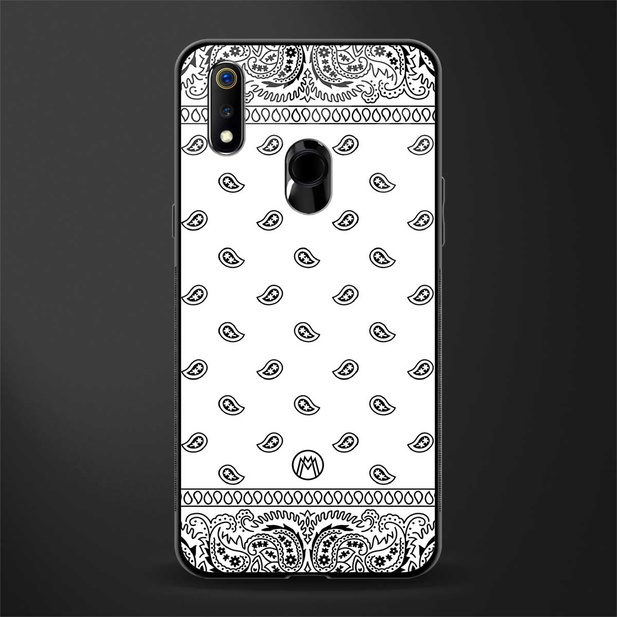 paisley white glass case for realme 3 pro image