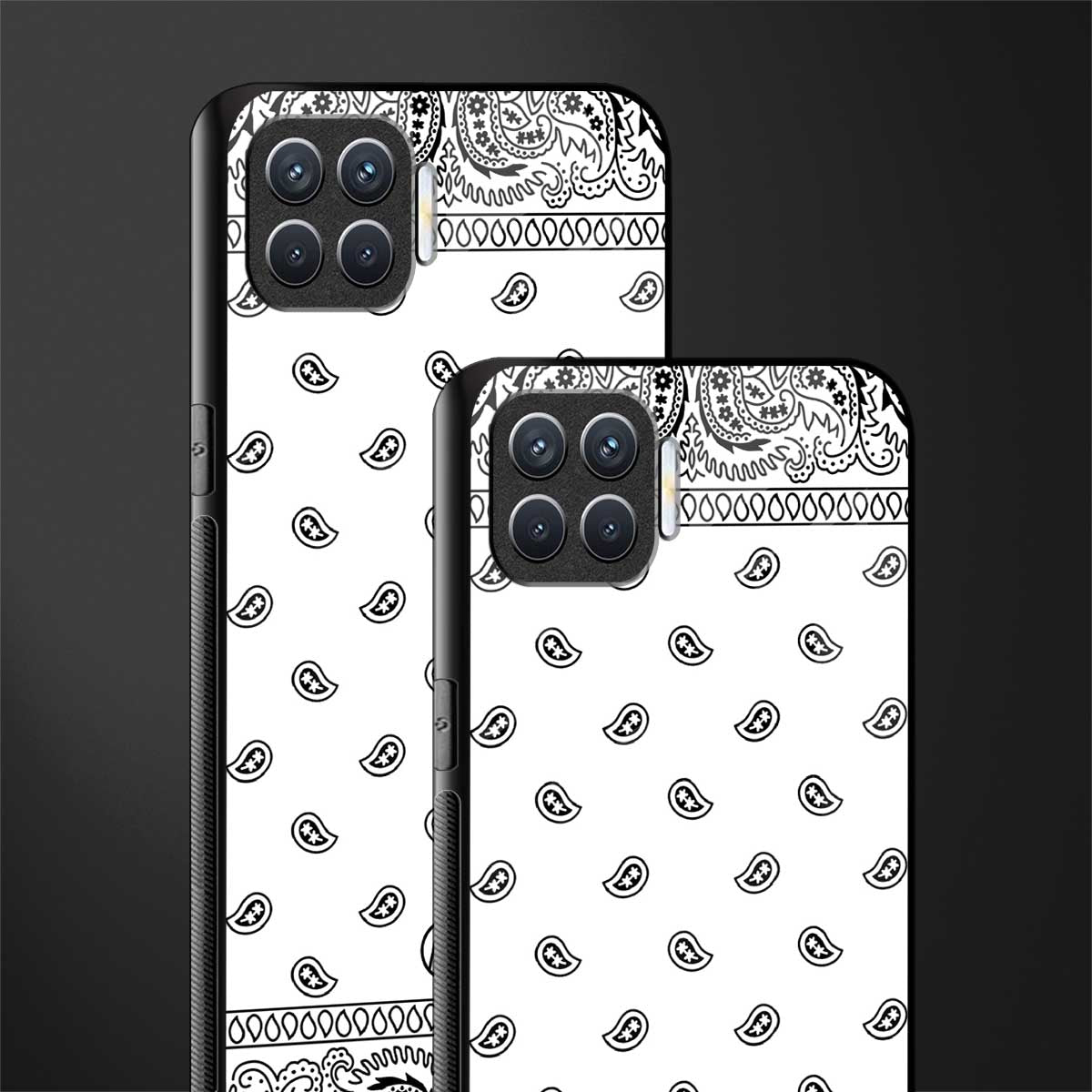 paisley white glass case for oppo f17 pro image-2