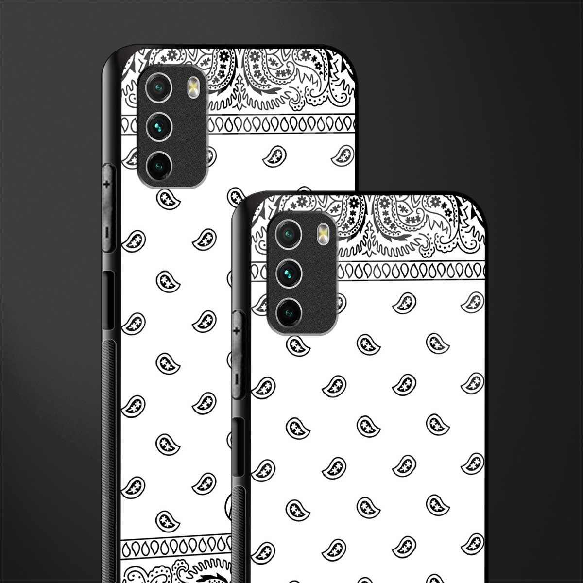 paisley white glass case for poco m3 image-2