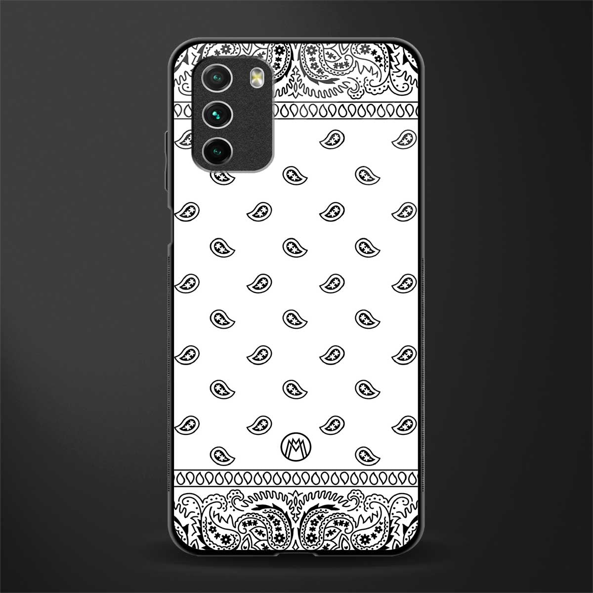 paisley white glass case for poco m3 image