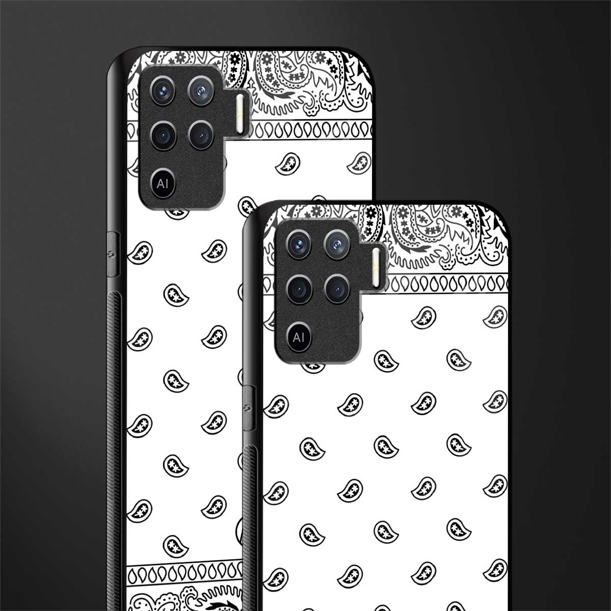 paisley white glass case for oppo f19 pro image-2