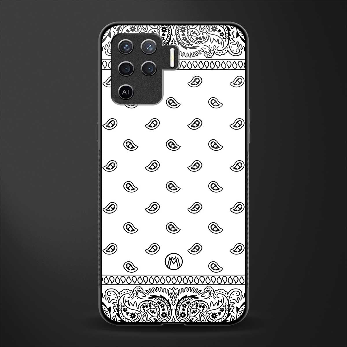 paisley white glass case for oppo f19 pro image