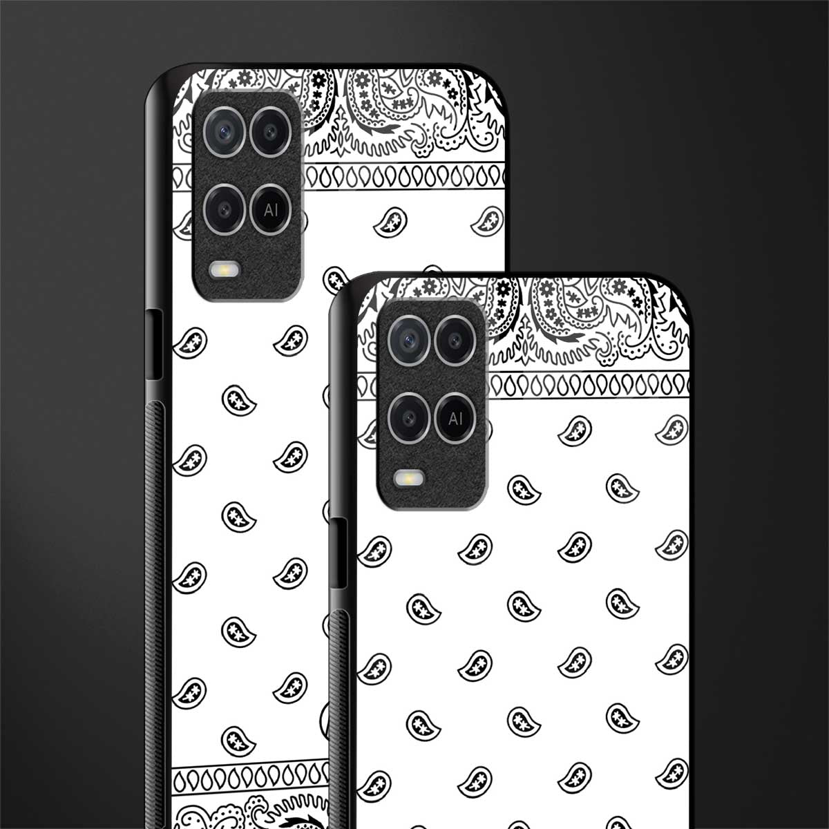 paisley white glass case for oppo a54 image-2
