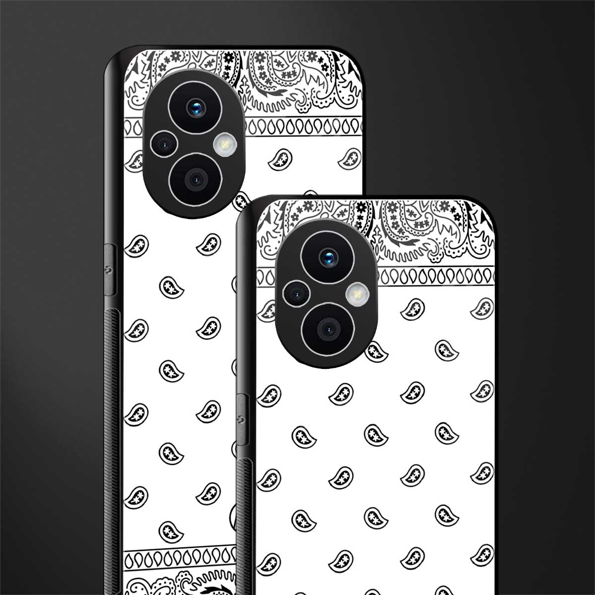 paisley white back phone cover | glass case for oppo f21 pro 5g