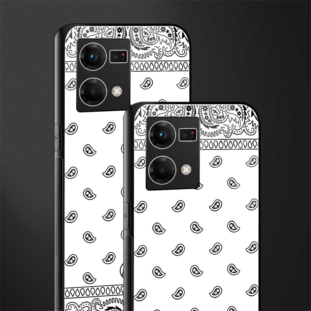 paisley white back phone cover | glass case for oppo f21 pro 4g