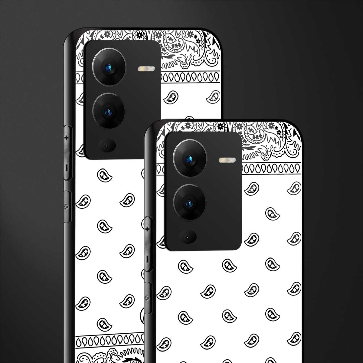 paisley white back phone cover | glass case for vivo v25 pro 5g