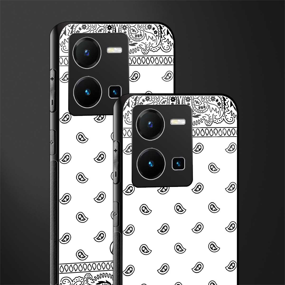 paisley white back phone cover | glass case for vivo y35 4g