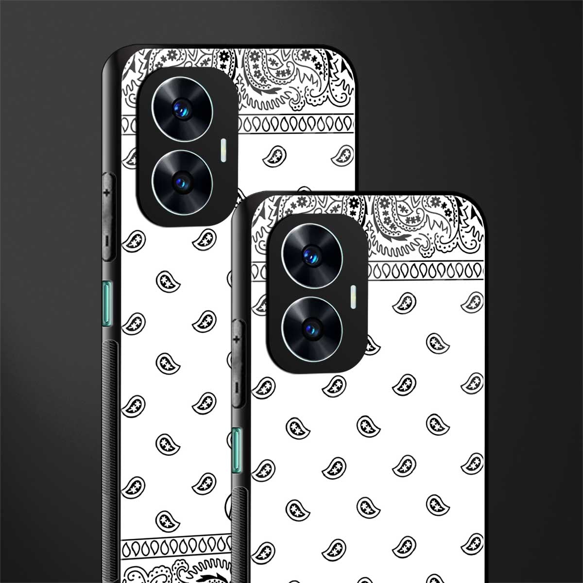 paisley white back phone cover | glass case for realme c55