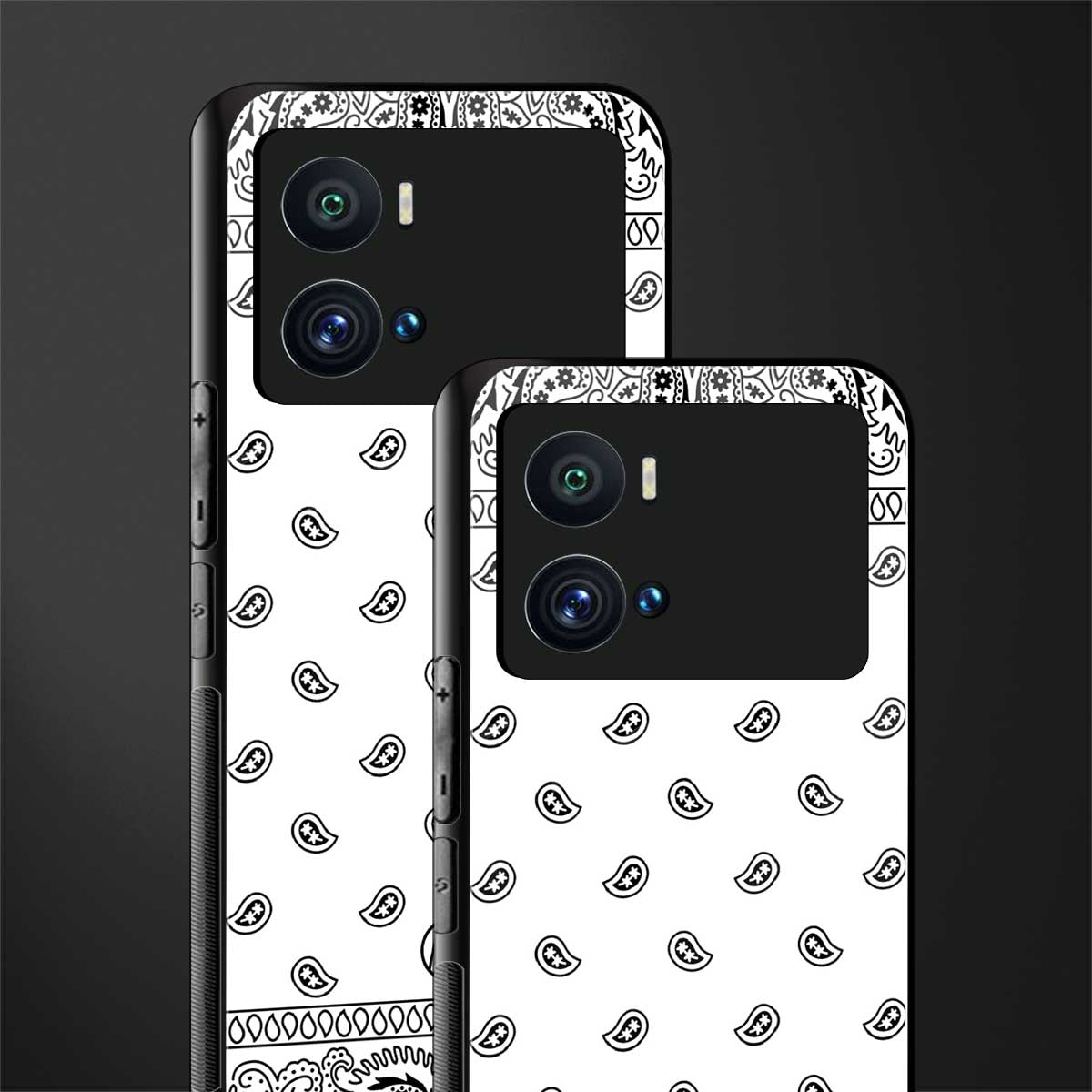 paisley white back phone cover | glass case for iQOO 9 Pro