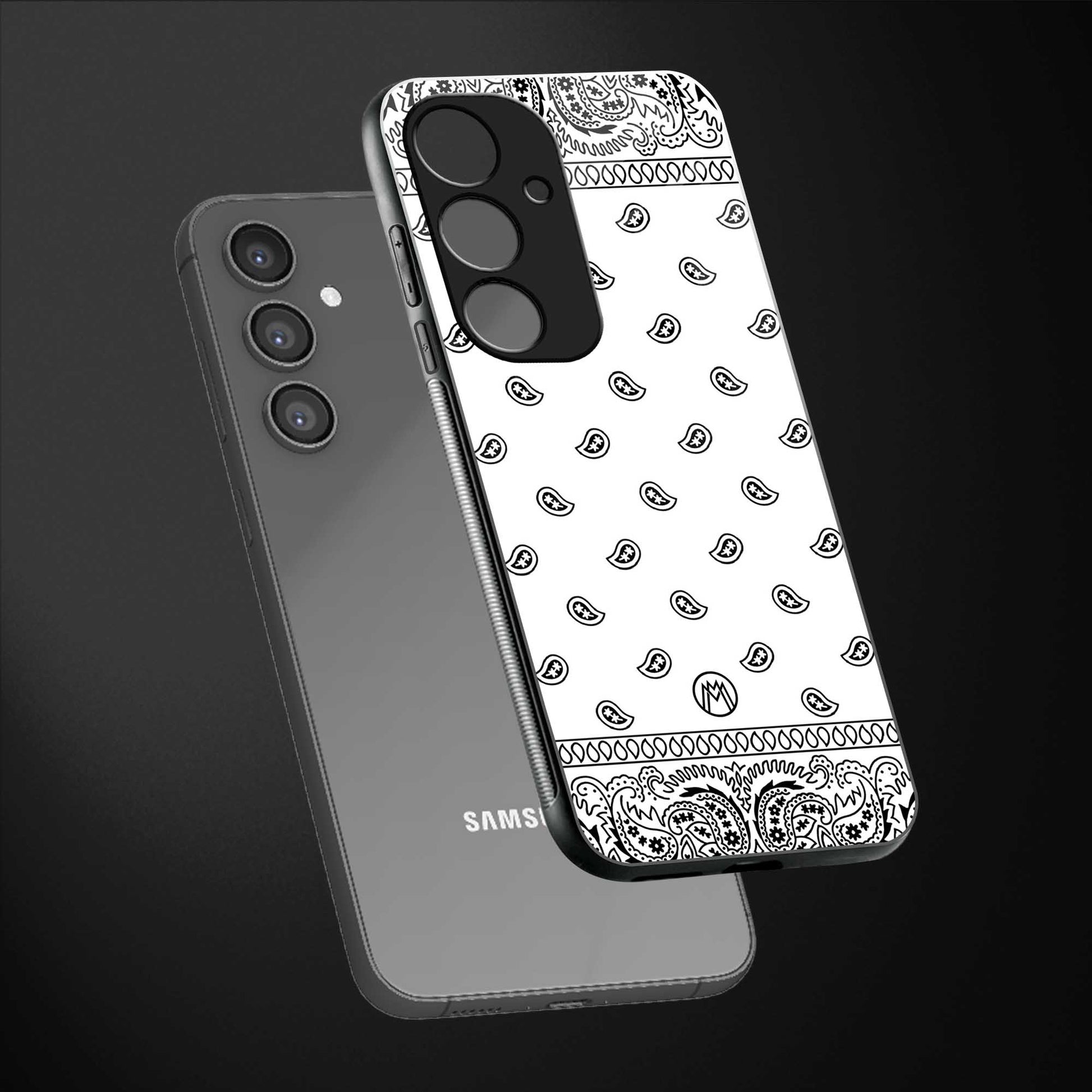 paisley white back phone cover | glass case for samsung galaxy s23 fe 5g