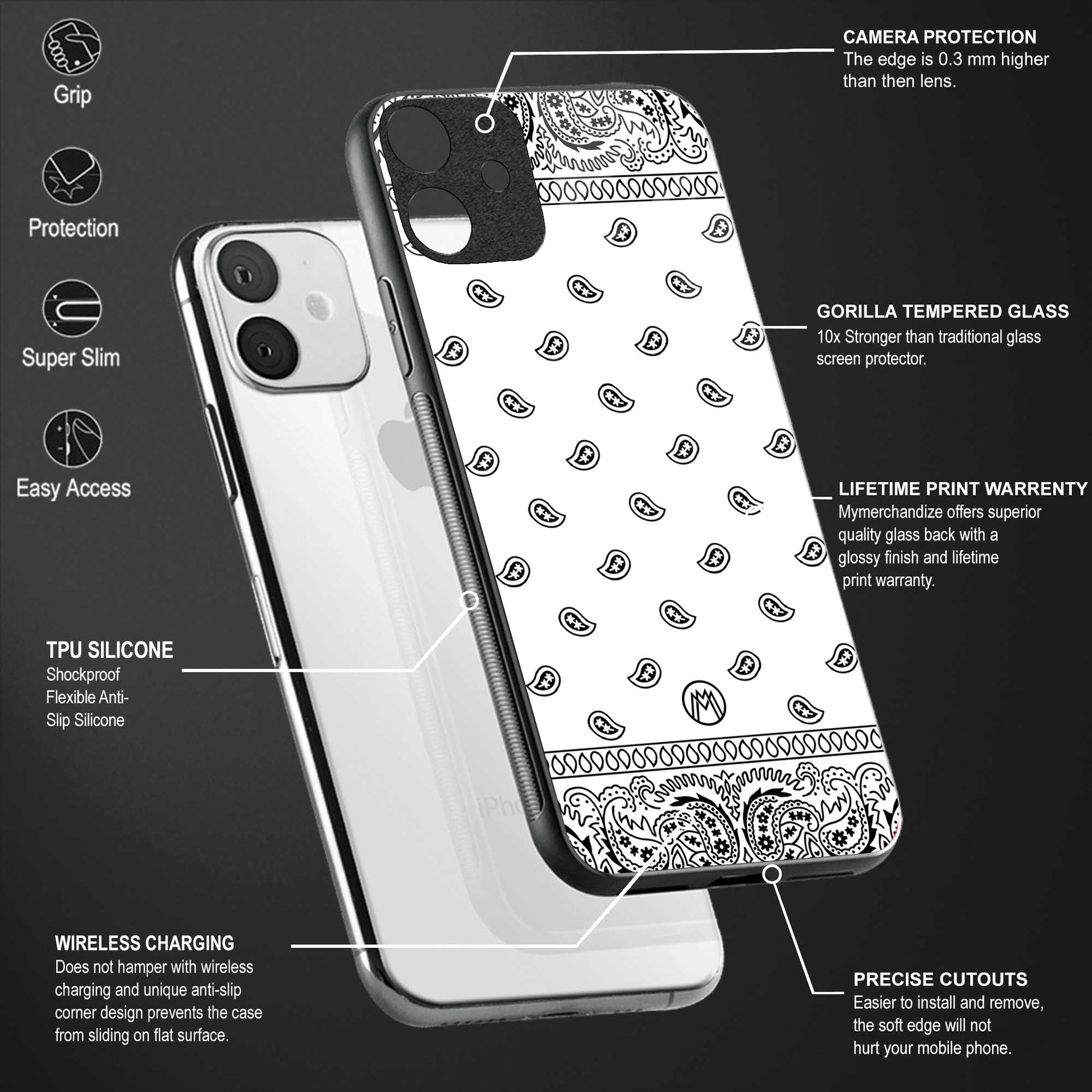 paisley white glass case for realme x50 pro image-4