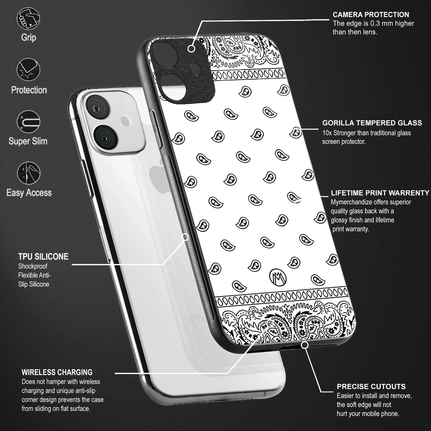 paisley white glass case for realme xt image-4