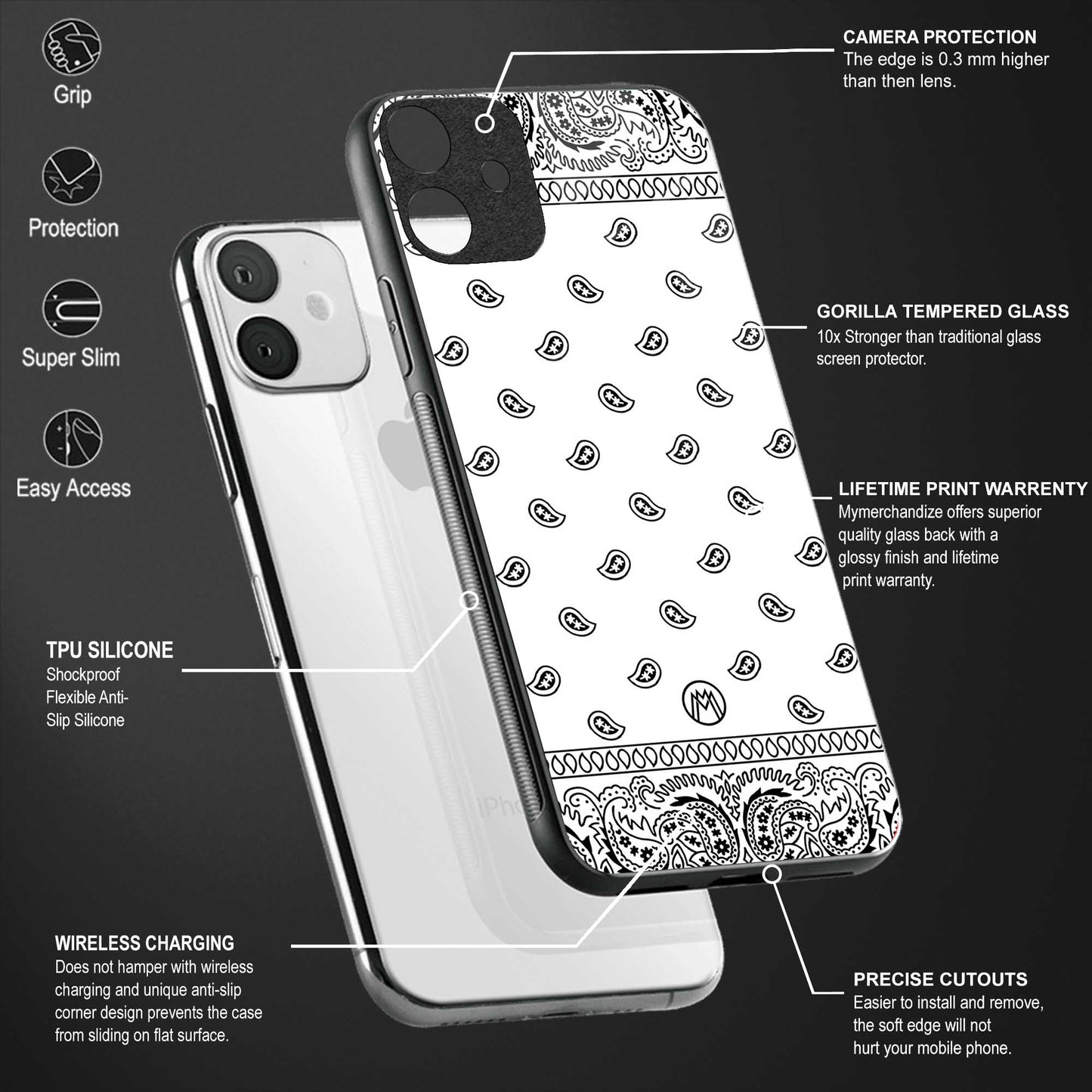paisley white glass case for redmi k20 image-4