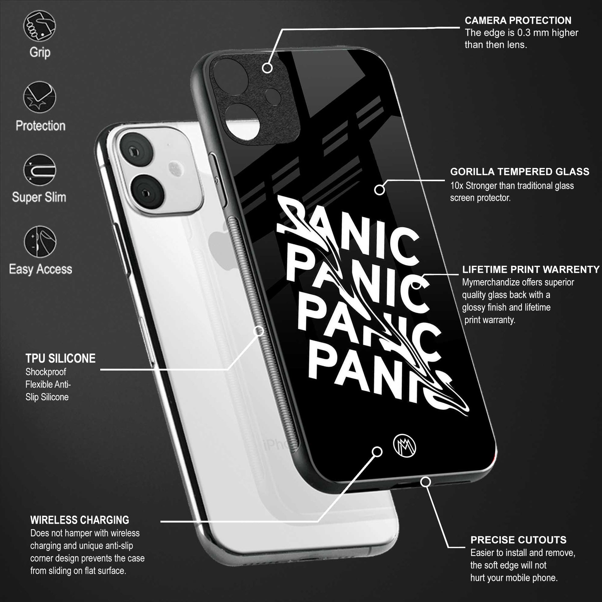 panic back phone cover | glass case for samsung galaxy a14 5g