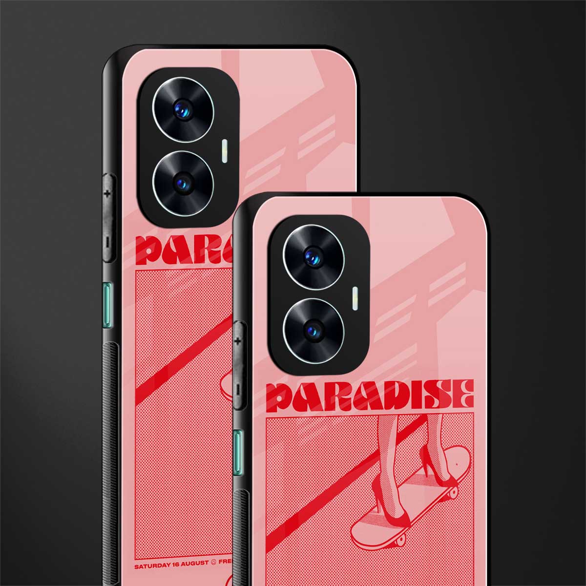 paradise back phone cover | glass case for realme c55