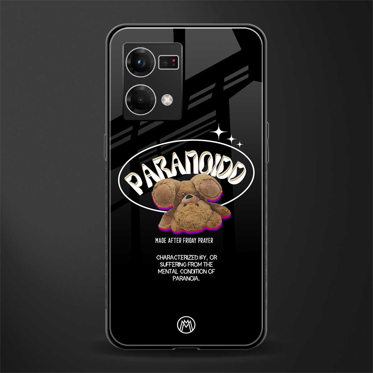 paranoid back phone cover | glass case for oppo f21 pro 4g
