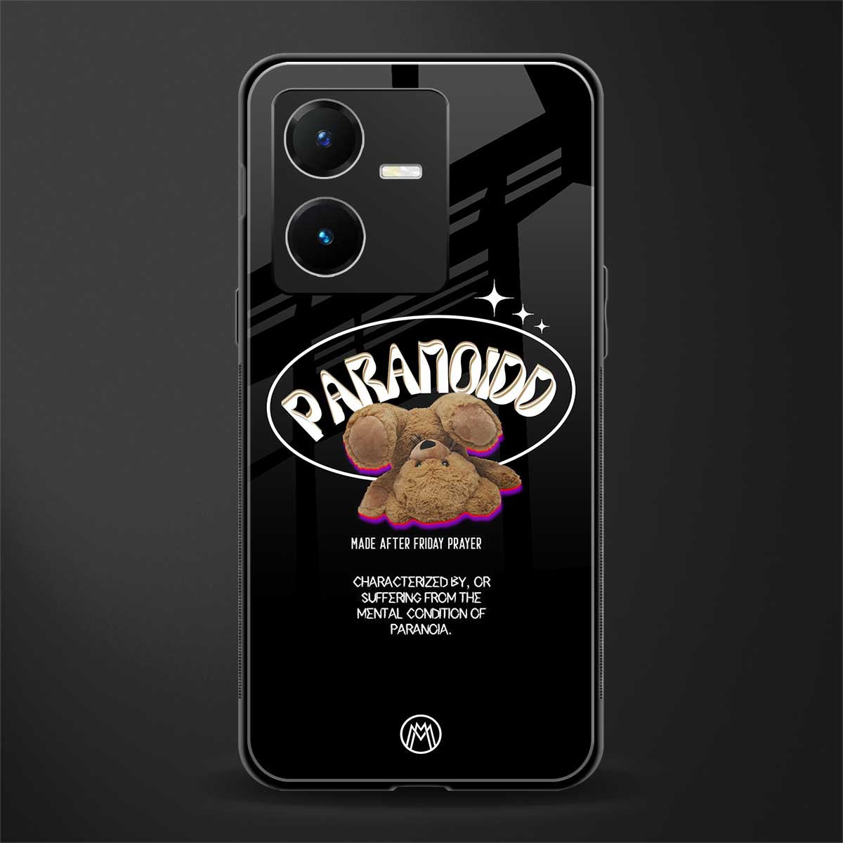 paranoid back phone cover | glass case for vivo y22