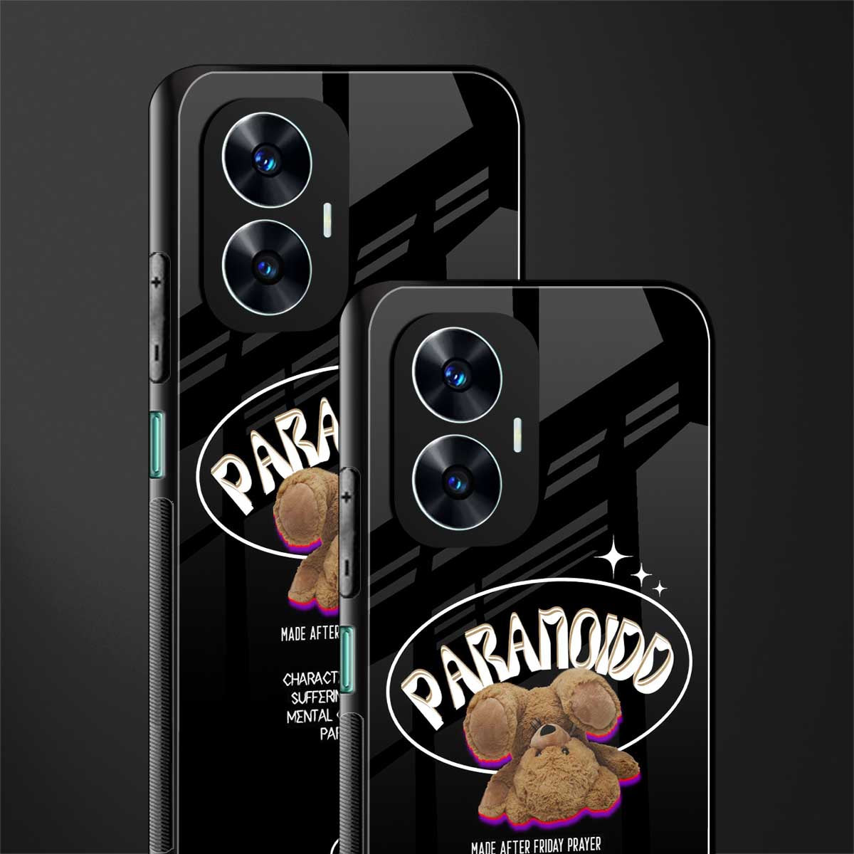 paranoid back phone cover | glass case for realme c55