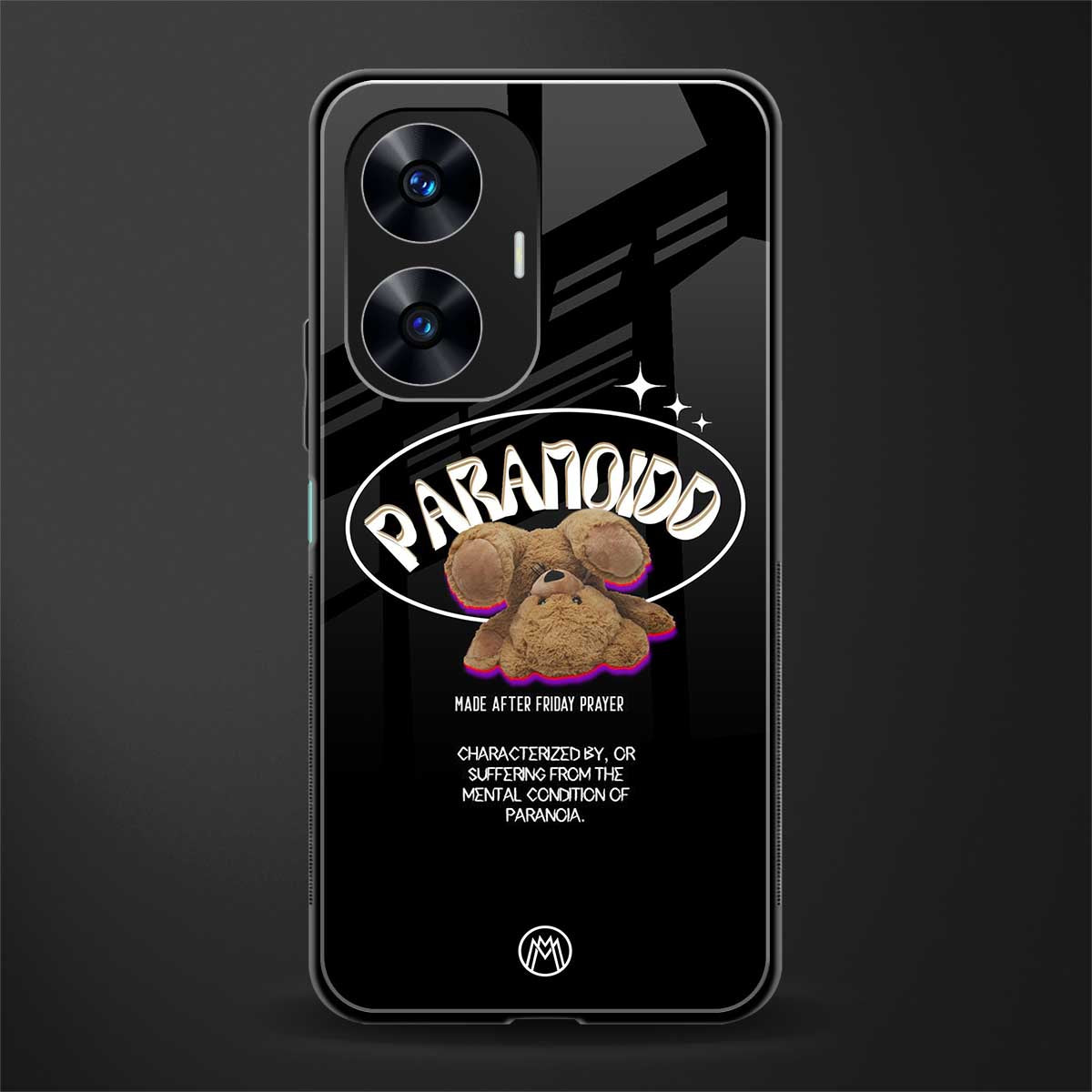 paranoid back phone cover | glass case for realme c55