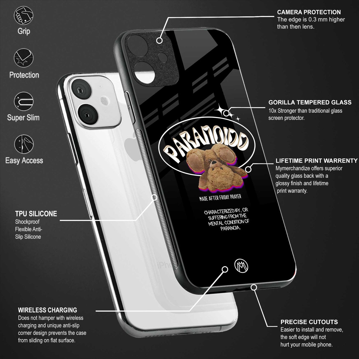 paranoid back phone cover | glass case for vivo y35 4g