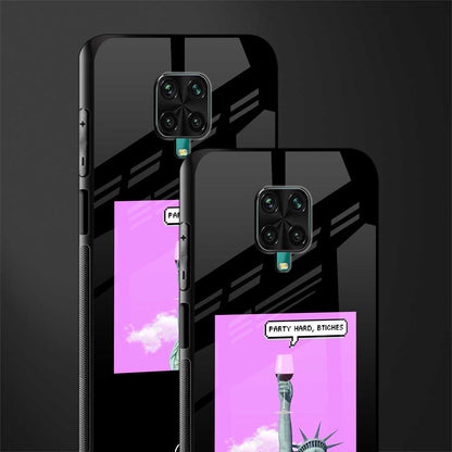 party hard bitches glass case for redmi note 9 pro image-2