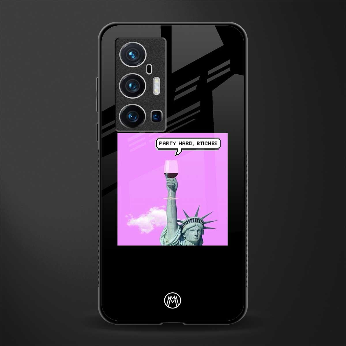 party hard bitches glass case for vivo x70 pro plus image