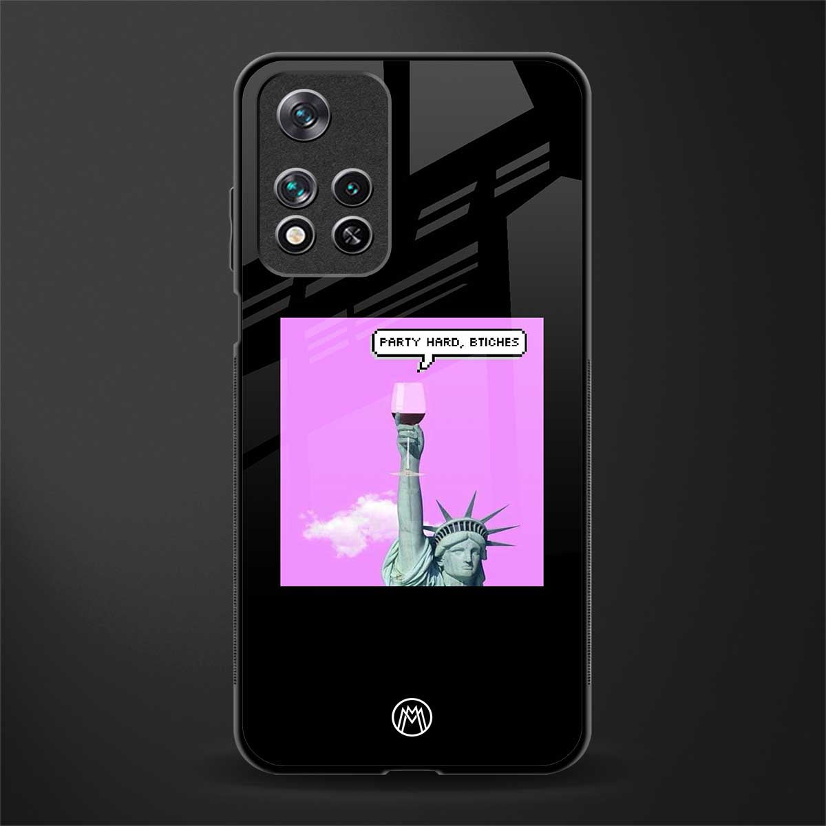 party hard bitches glass case for poco m4 pro 5g image